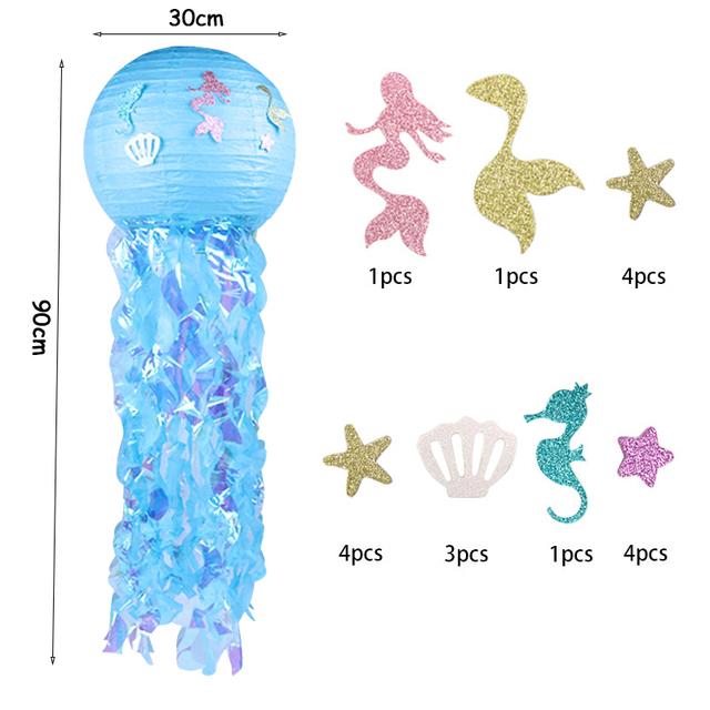 Happy Birthday Banner Mermaid Party Decor Mermaid Tail Shell Bunting Garland Girl First Birthday Party Decoration Baby Shower