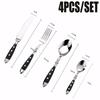 Hotel Stainless Steel Table Knife Fork Spoon Sets Teaspoon Teafork Steak Knife Cutlery Restaurant Serviing Set Black Wood Handle