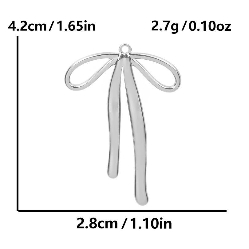 

6pc Heart Shape Rhinestone Stainless Steel Bowknot Charm For Jewelry Making Supplies Metal Bow Pendant Breloque Acier Inoxydable