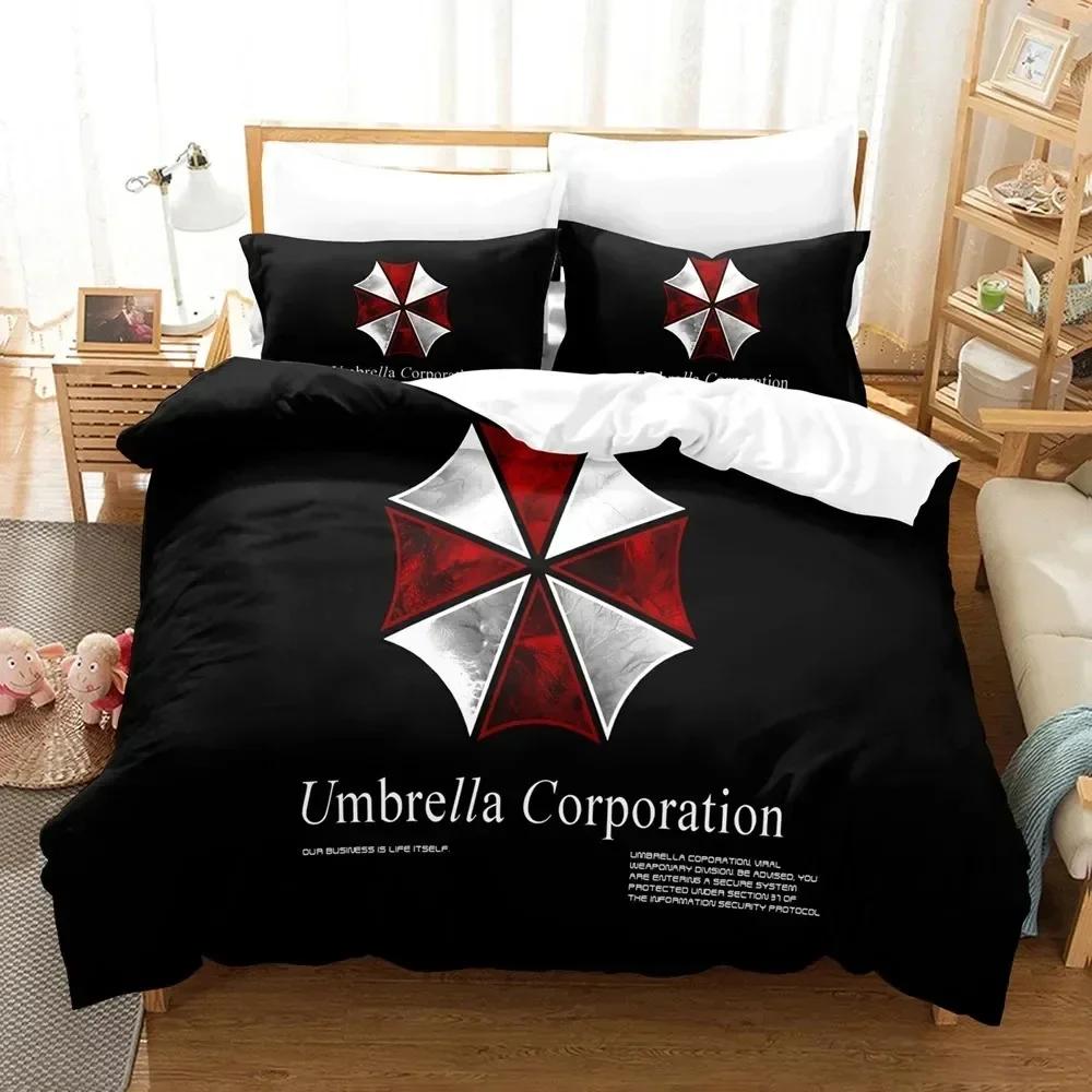 Bettwäsche-Set „Corporation Red Umbrella“ für Jungen und Mädchen, Einzel- und Doppelbettgröße, Bettbezug, Kissenbezug, Kinder- und Erwachsenenmode, Heimtextilien