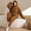 Winter Women's Suit Plus Velvet Thickened Hooded Beam Feet Casual Warmth High-value Pajamas Can Be Worn Outside At Home