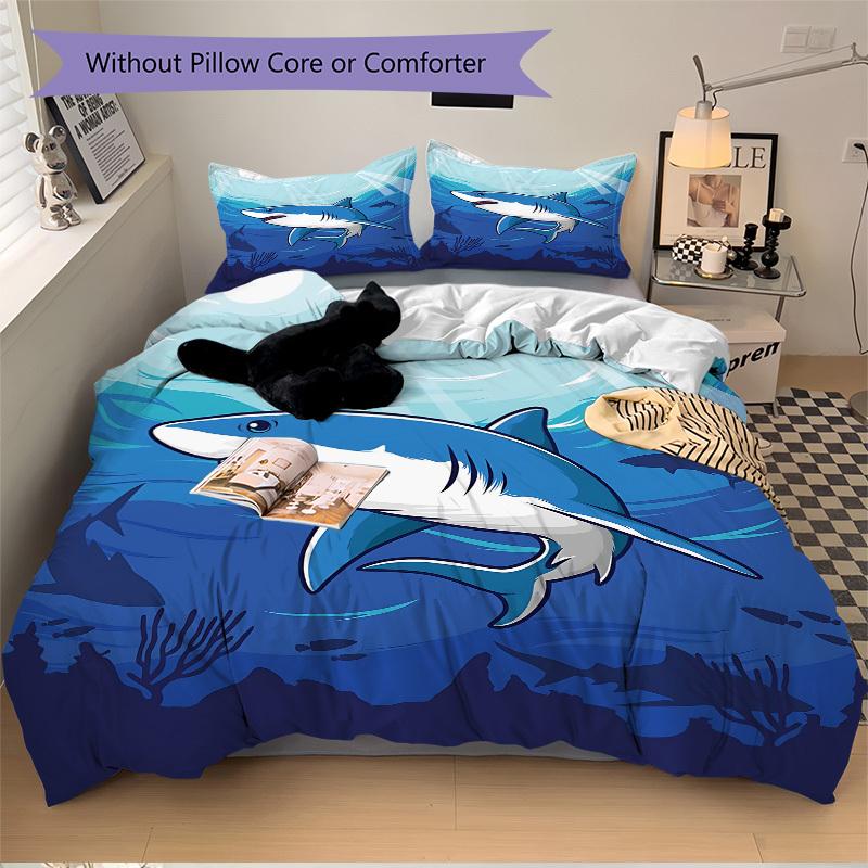 3pcs bedding set Shark Ocean Predator Includes 1 Comforter + 2 Pillowcases, Without Pillow Inserts, Soft Comfortable,a0909079