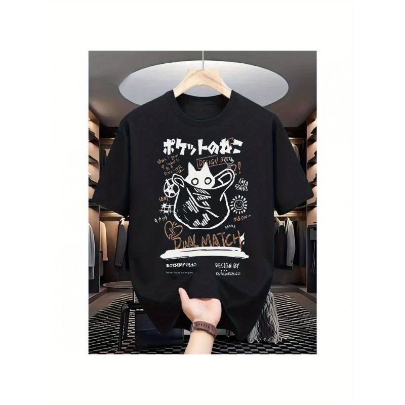 

Европейские размеры, корейский стиль, американская уличная мода, мужская футболка с коротким рукавом и принтом, дышащая ткань для комфортной носки S чёрный