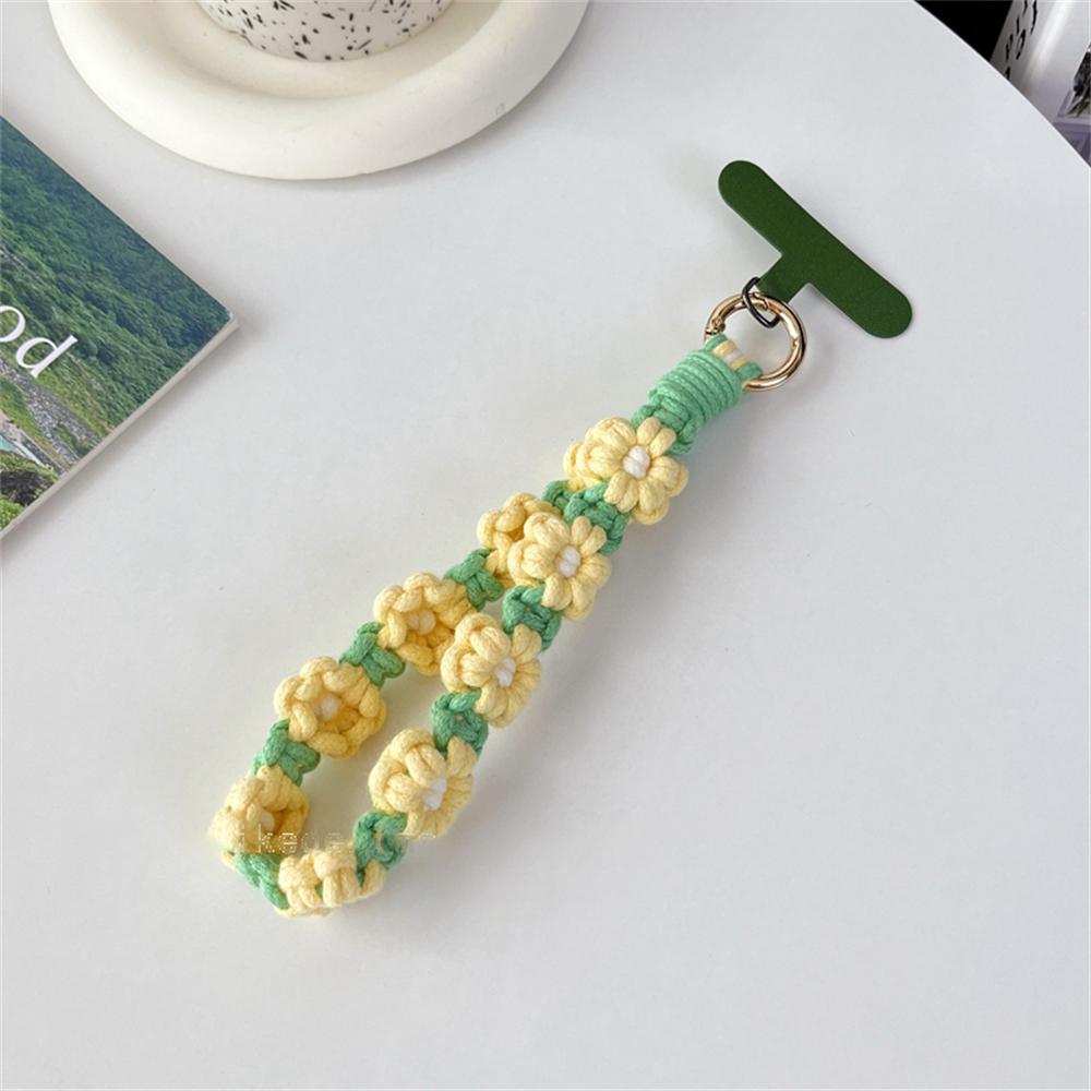 Luxusní Pletený Klíčenka na Zápěstí Květinová Klíčenka Popruh na Klíče Náramek Klíčenka Boho Květinová Sedmikráska Květinová Roztomilý Svatba Dárek