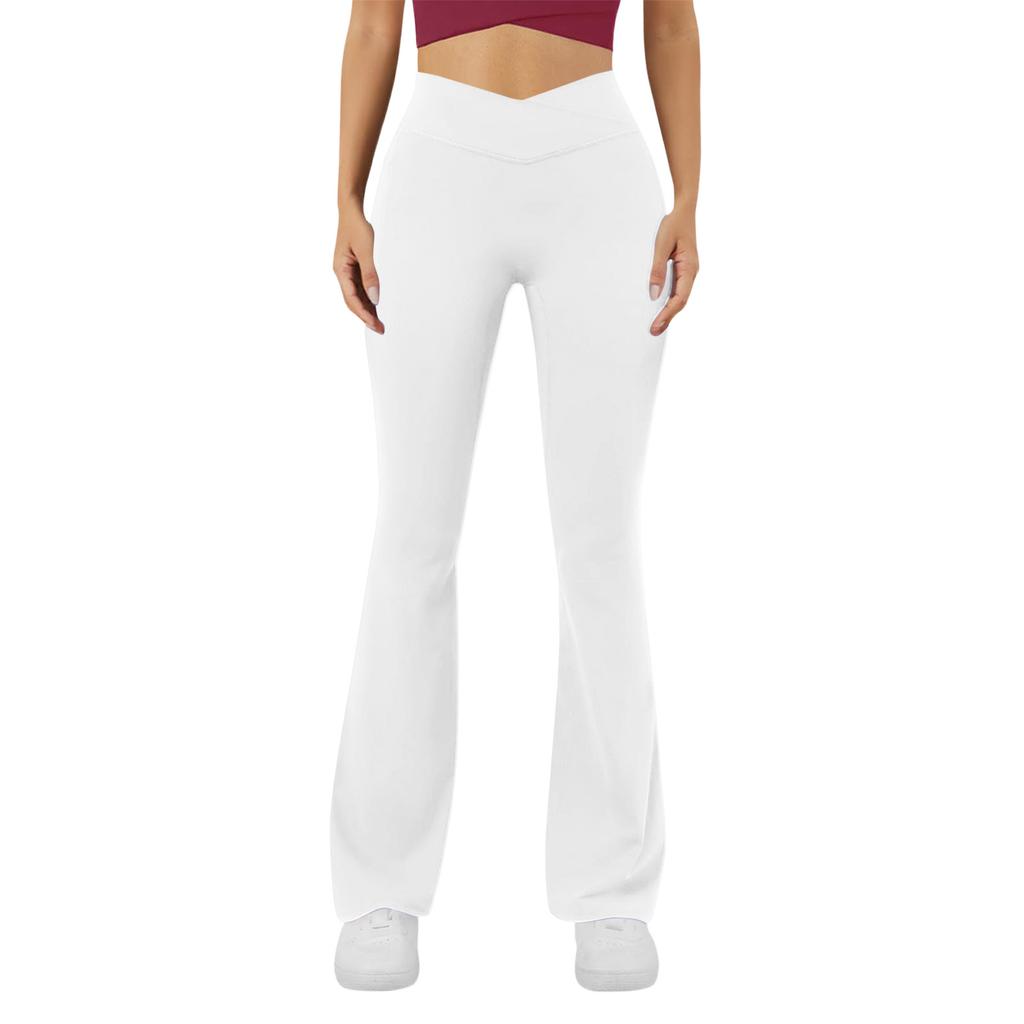 Pantaloni de Yoga Sexy la Modă pentru Femei Talie Înaltă Cruce Picior Larg Culoare Pantaloni de Yoga pentru Exerciții