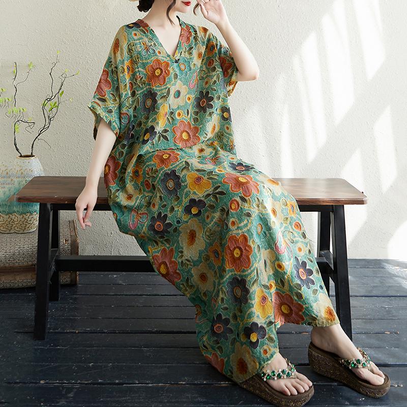 XITAO Print Casual V-neck Dress ZMY1109