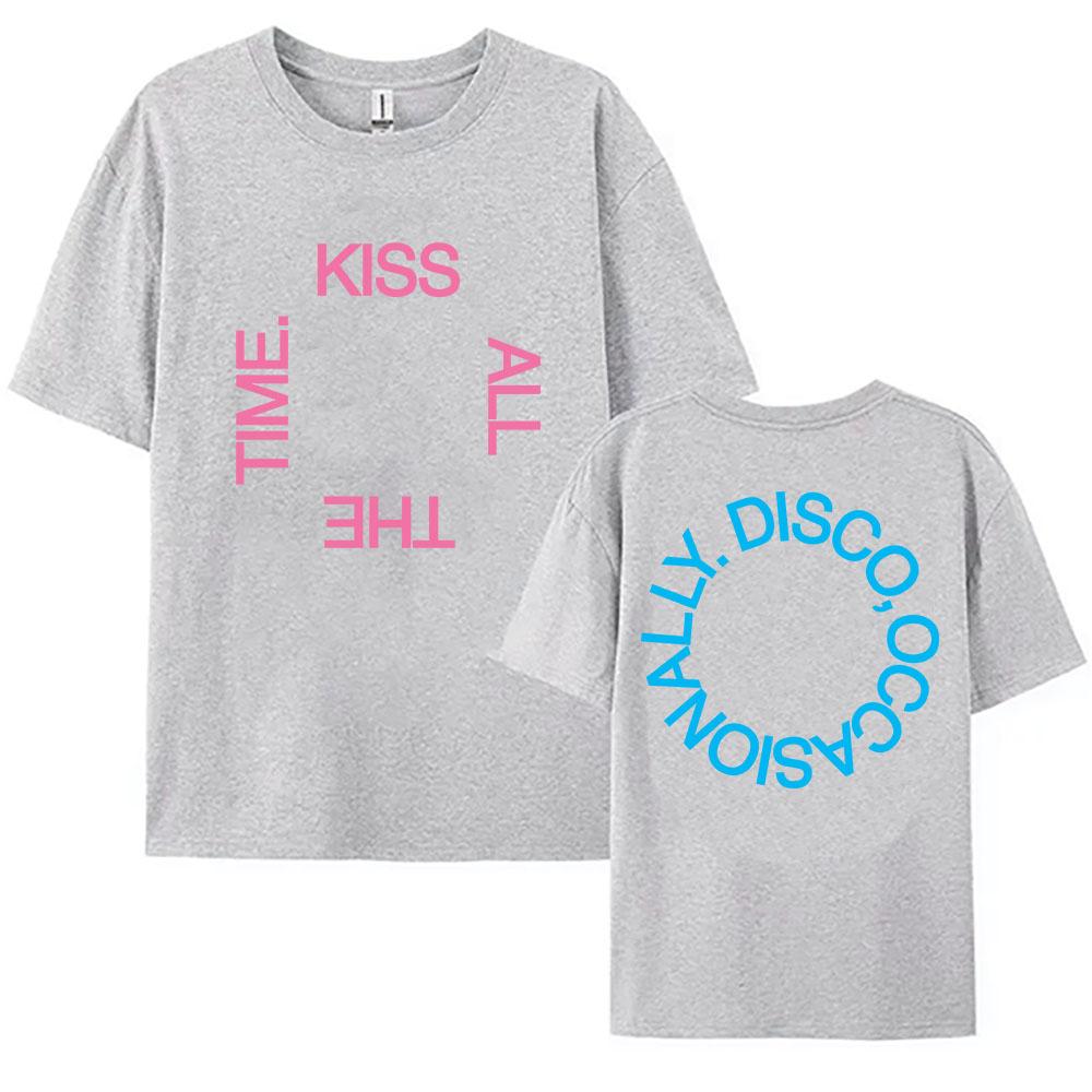 Harrystyles KISS ALL THE TIME. DISCO, OCCASIONALLY Tee Summer Short Sleeve Cotton T-shirt Unisex Streetwear Women Men Clothing