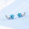 925 Sterling Silver Luxuy Star Zircon Earrings Blue Crystal Wedding Party Ear Stud  Jewelry Drop Shipping S-E767