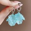 Blue Flower Leaf Dangle Earrings - Acrylic Long Drop Earrings for Women, Summer Beach Vacation Party Jewelry Accessories