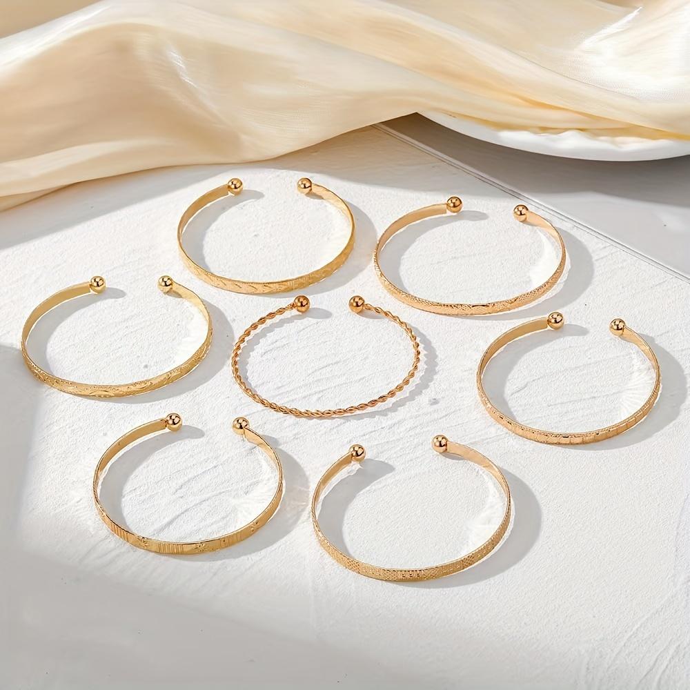 7-piece Set of Women's Vintage Style Open Bracelets, Exaggerated Arrow and Geometric Patterns, Adjustable Bracelets for Fashion Accessories