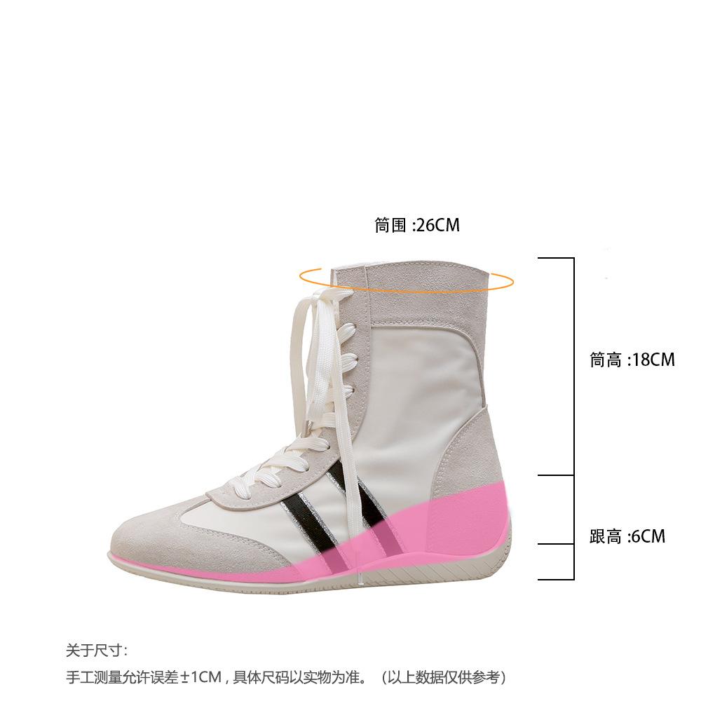 

6cm inner height increase boxing shoes women s 2025 new breathable Martin boots short boots casual sports high-top German training shoes 39