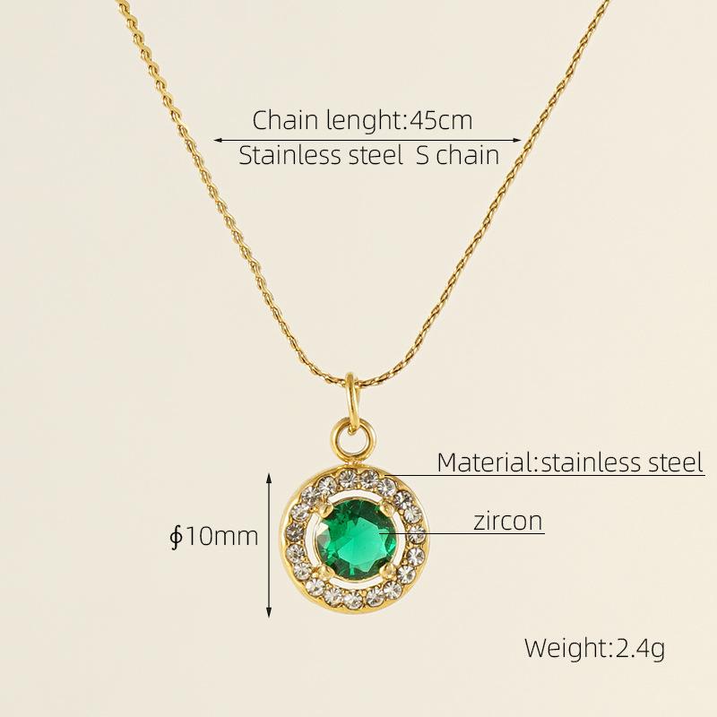 European American Ins Style Double-layer Zircon Titanium Steel Luxury Square Pendant Light Sporty Unisex 18K Gold Necklace