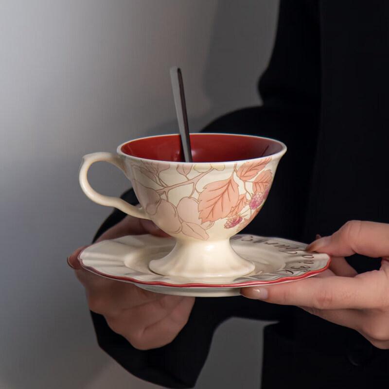 Retro High-Footed Ceramic Coffee Cup Set