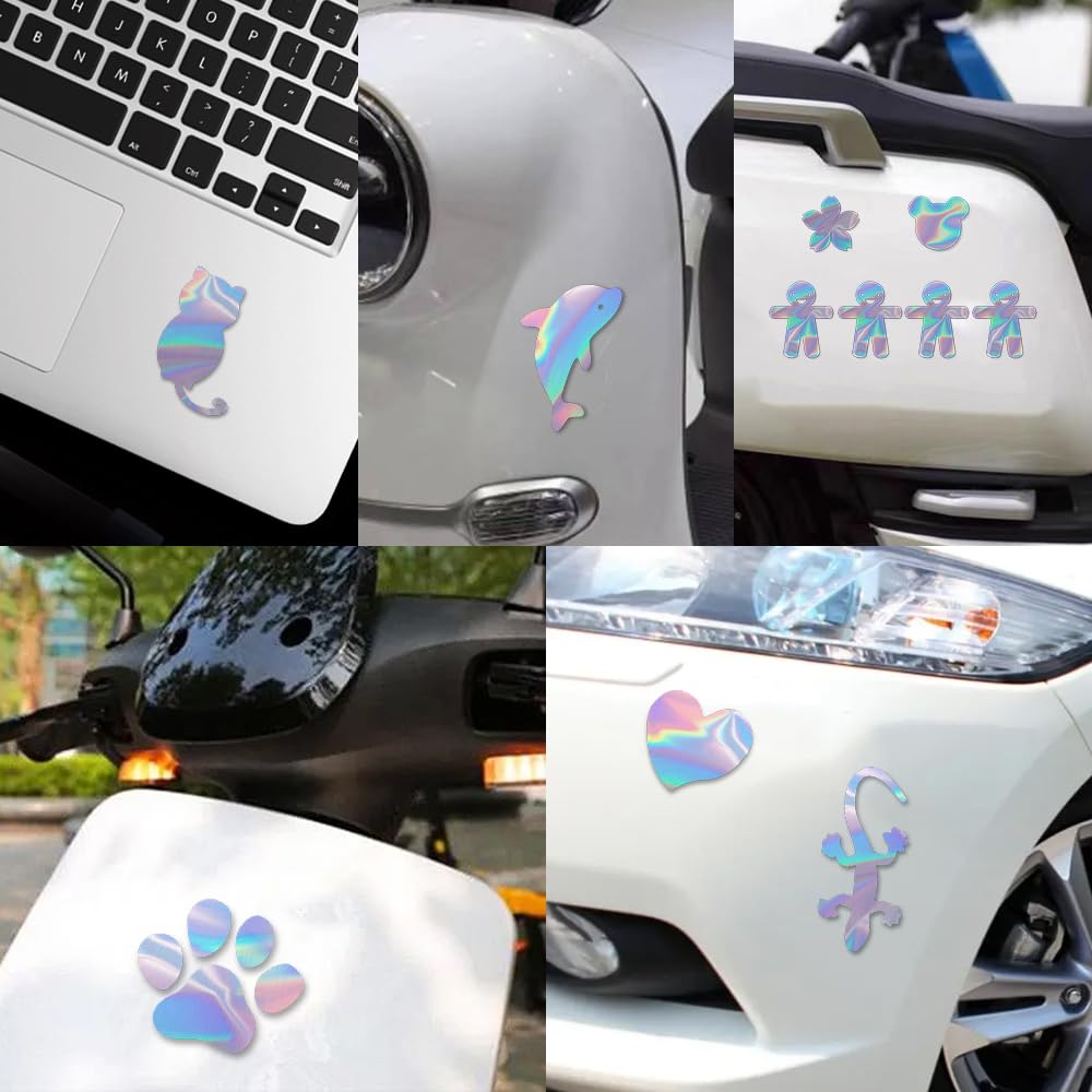 Tuqiang 10 Pcs Reflective Stickers Decoration Car Sticker Accessory Car Suitcase 3D Stickers(Cats, Paws)