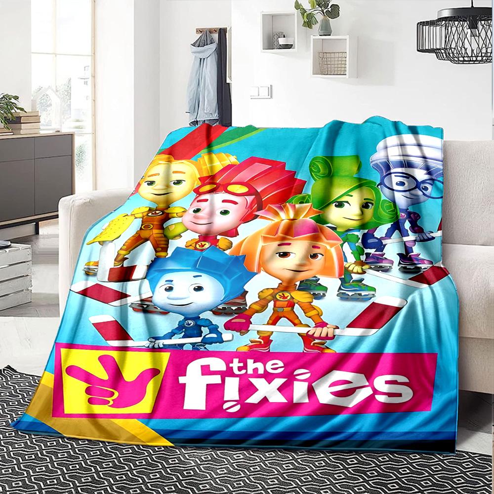 Colorful Fixies Cartoon Characters Flannel Blanket Super Soft Warm Cozy Blanket for Sofa Bed Office Travel All‑Season Home Decor Gift
