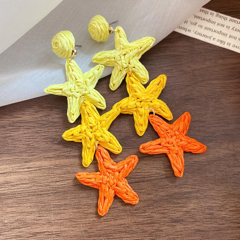 

Seaside vacation wind super fairy exquisite contrasting color starfish fringed earrings ins wind sweet and smart versatile playful earrings
