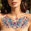 5 Sheets Colorful Butterfly Flower Tattoo Stickers, Waterproof Temporary Body Art, Hypoallergenic Floral Chest Back Decals for Women Girls