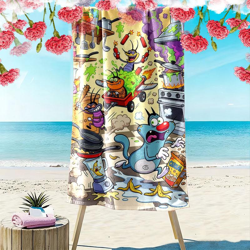 Oggy Soul Print Beach Towel, Large Soft Quick Dry Towel for Beach Camping Swimming