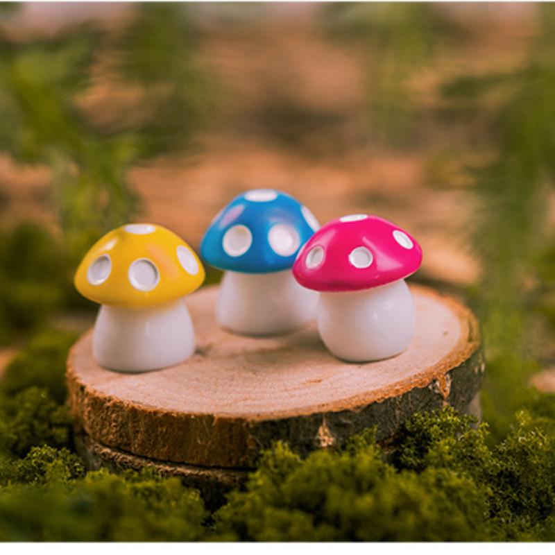 Colorful Mushroom Micro Landscape Moss Set Decoration Plush Home Decoration Resin Craft Decoration Small Decoration
