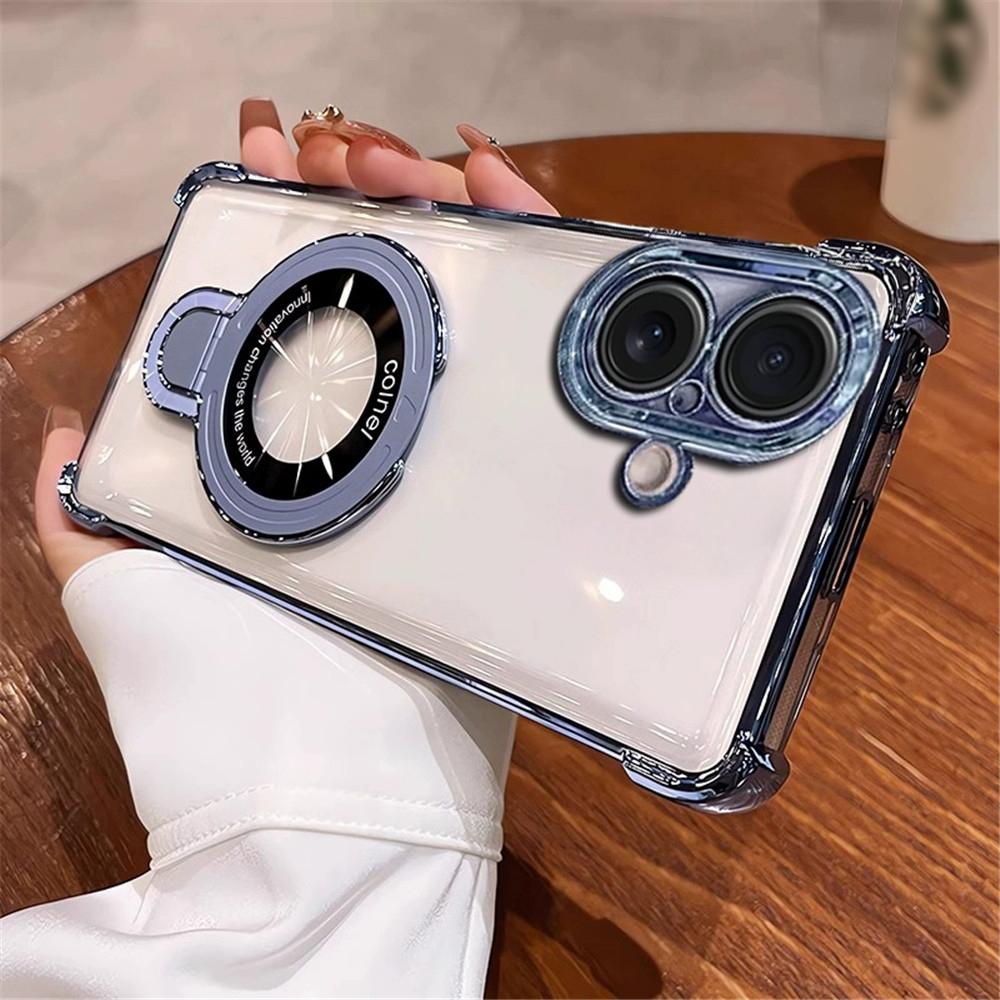 

Luxury Clear Magnetic Plating Holder For coque Huawei Mate 60 50 40 30 Pro With Stand Shockproof Cover For Mate 60 Pro