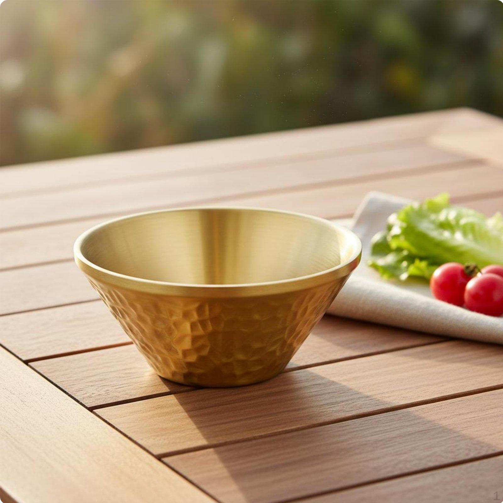Hammered Stainless Steel Bowl Salad Easy to Clean Tableware for Outdoor,
