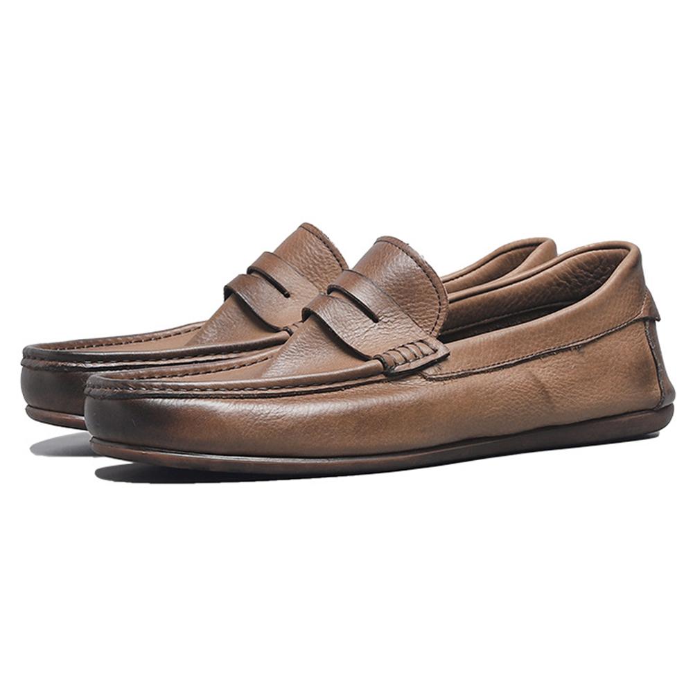 

Модные винтажные мужские мягкие лоферы из натуральной кожи, ручной работы, износостойкие, обувь для платья, повседневная нескользящая подошва 39 коричневый