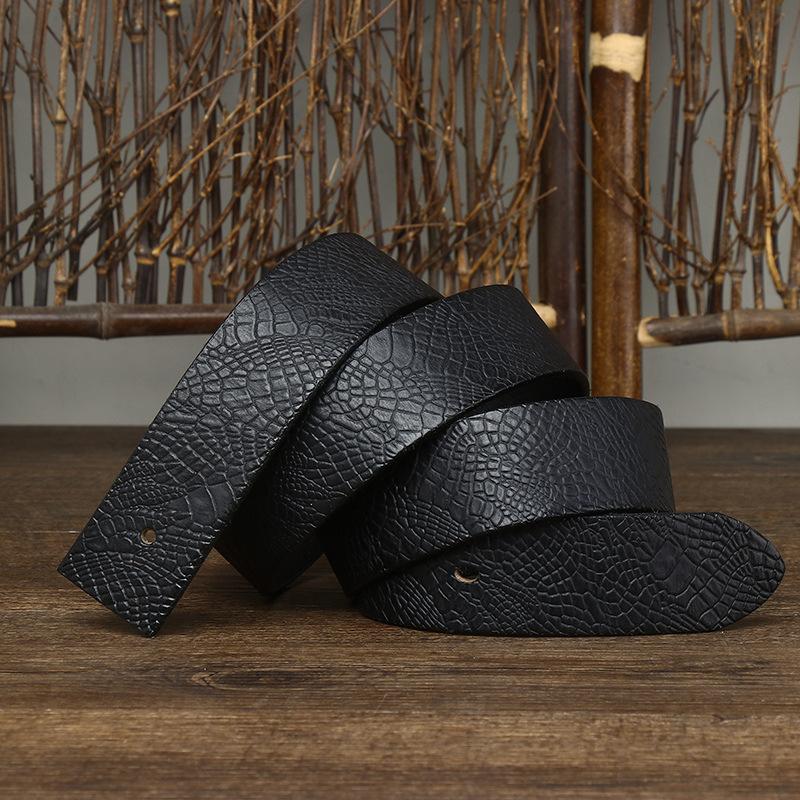 Headless Embossed Belt Men'S Genuine Leather Pin Buckle First Layer Pure Cowhide Strip Retro Trend Buckle-Free Belt Belt Does Not Take The Lead