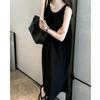 French Mori Pleated Sleeveless Dress Women's Summer Lazy Wind Loose Vest Long Dress Seaside Vacation Beach Dress