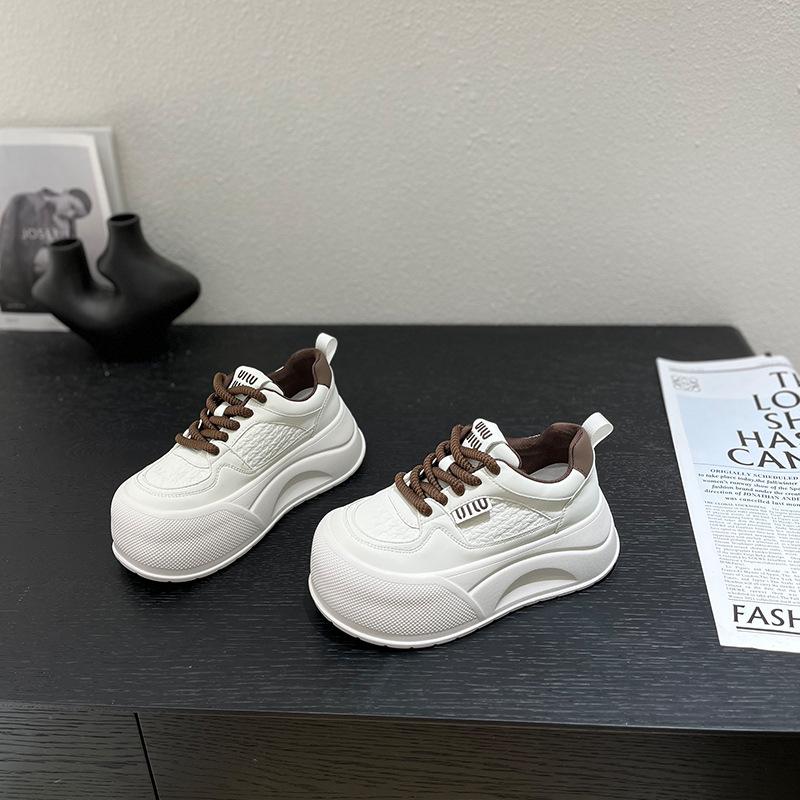 Thick sole heightening spring and autumn muffin board shoes casual sports bread shoes velvet