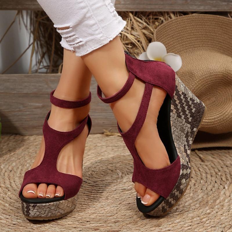 Fashion 2025 Brand Ladies Shoes Peep Toe Women's Sandals Fashion Zip Summer Plus Size Casual Comfortable Best Seller Wedge Sandals