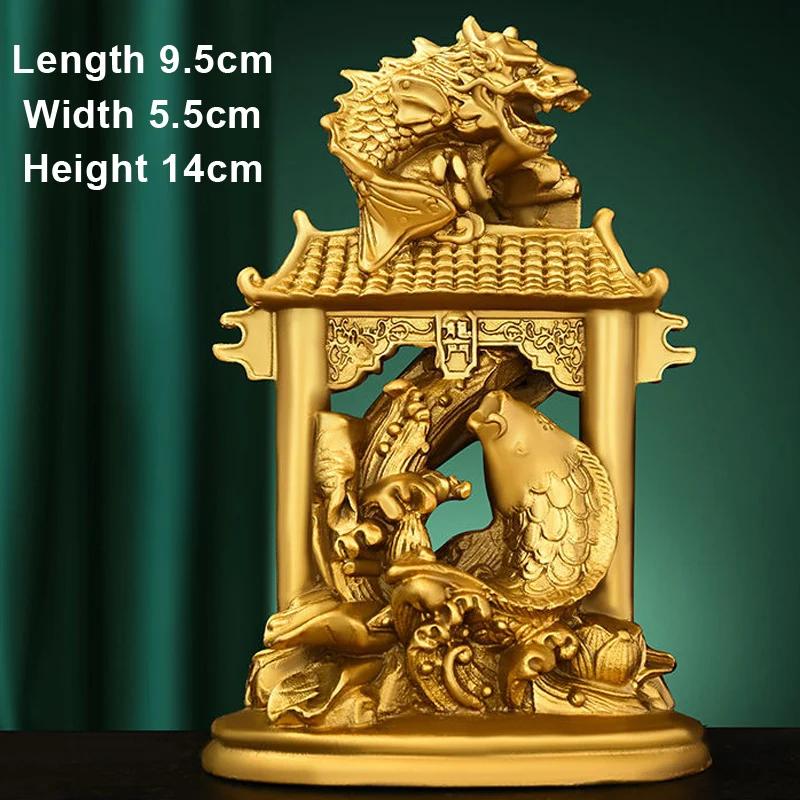 

Creative Copper Carp Jumping Dragon Gate Statue, Feng Shui Sculpture, Home Living Room Study Desktop Decoration Accessories, 1Pc 9.5X5.5X14CM
