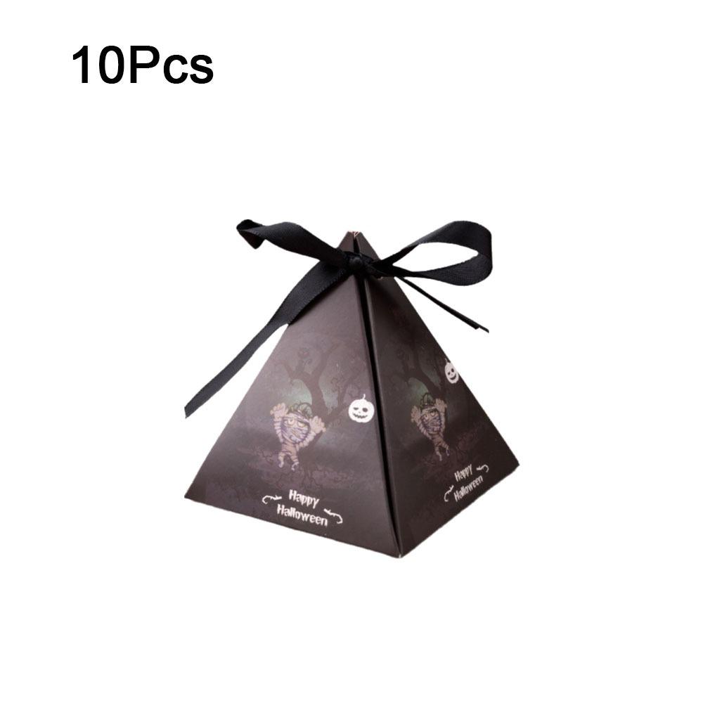 

10Pcs Paper Halloween Triangle Box Large Capacity Children s Gift Box for Halloween Festival Style C