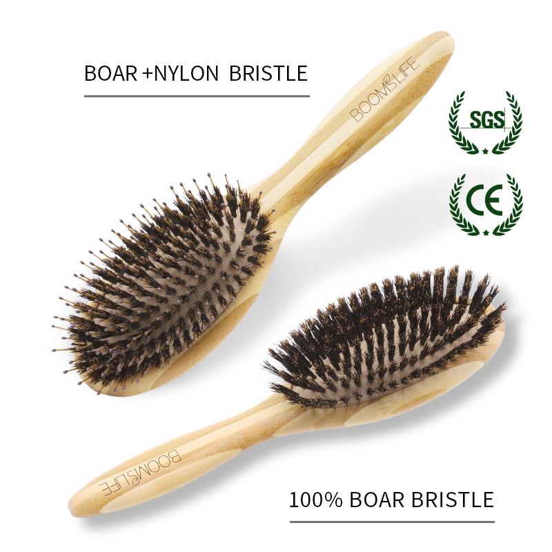 BOOMSLIFE Soft Boar Bristle Hair Brush Professional Women Bamboo HairBrush Massage Bamboo Comb for Hair Beauty Care Salon Tools