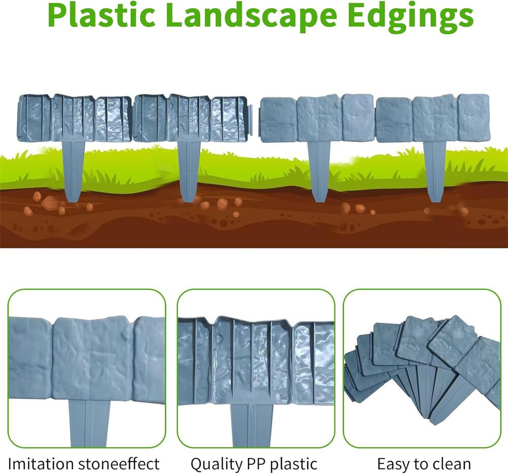 10Pcs/20Pcs/30Pcs Home Garden Border Edging Plastic Fence Stone DIY Yard Landscape Plant Fence Lawn Flower Plant Bed Decoration