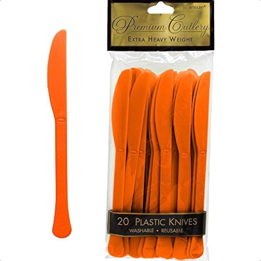 

Пластиковые ножи с текстурой апельсиновой корки, тяжелые, 20 штук, премиальные одноразовые пластиковые столовые приборы, идеально подходят для домашнего использования и всех видов мероприятий United States