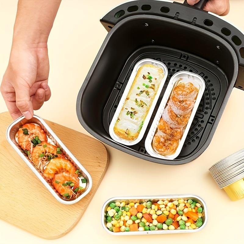 10pcs Premium Non-Stick Aluminum Foil Trays - Heat-Resistant, Reusable for Air Fryers, Ovens & BBQs - Easy Cleanup, Durable Rectangular Design