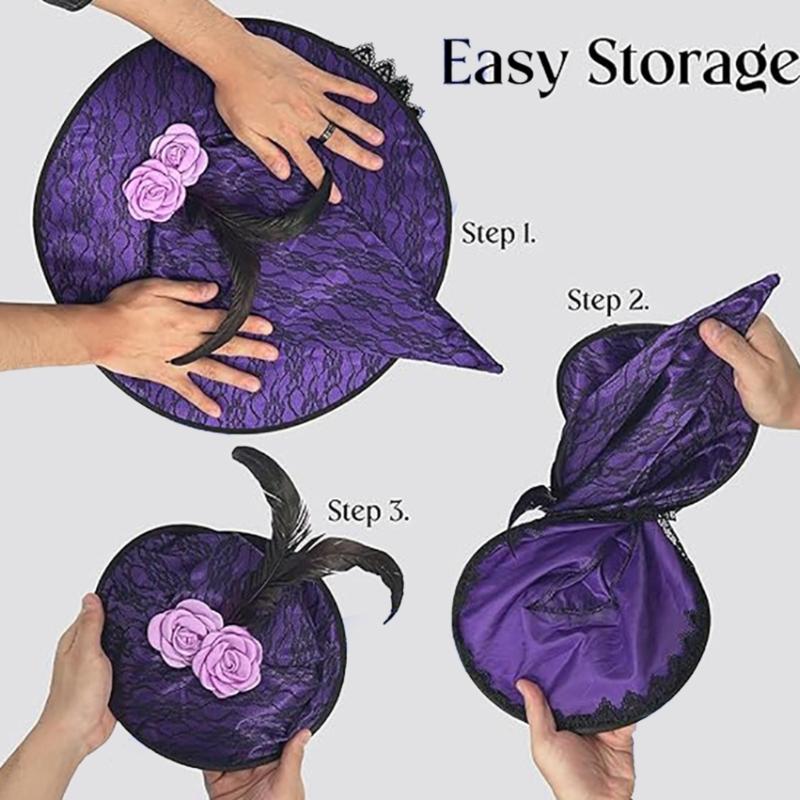 Witch Hat Roses Decoration Hat Carnivals Masquerades Hat Women's Halloween Hat Costume Accessory