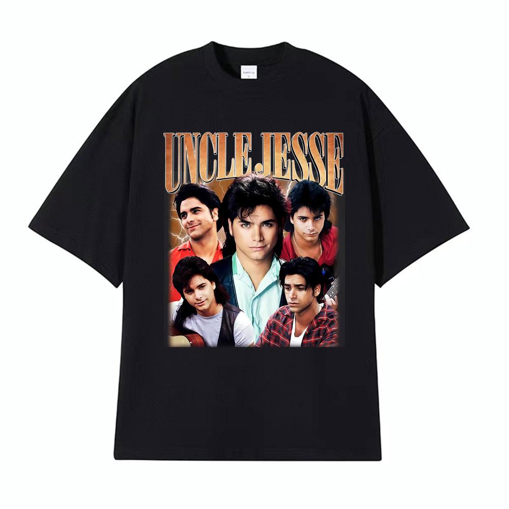Uncle Jesse Full House Tribute Tee John Stamos 90s Vintage Tshirts for Men Women Gothic High Street 100 Cotton Comfort T Shirt