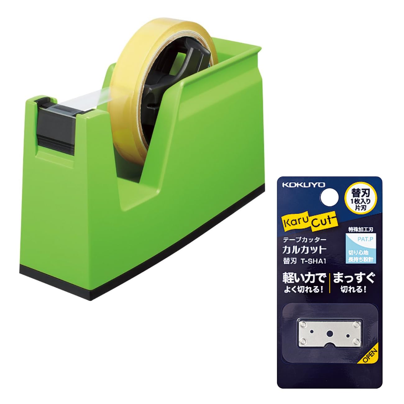 

Kokuyo Calcut Tape Roll Body and Replacement Blade Cutter, Large/Small Type, Green, Set, T-SM100G-SP зелёный