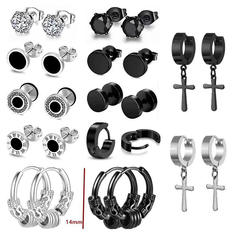 Luxury Stainless Steel Women's Stud Earrings: European & American Fashion Set