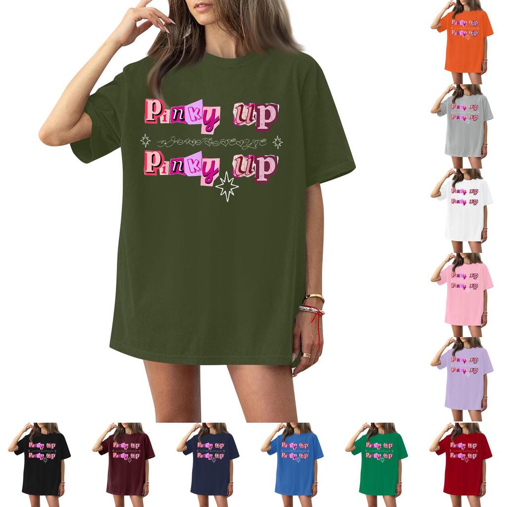 Women's Casual Fashion Round Neck Casual Print Short Sleeve T-Shirt Top