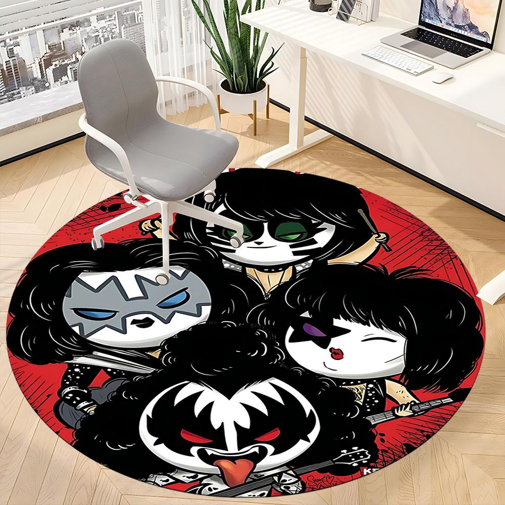 1pc KISS Band Members Office Round Area Rug, Under Office Chairs Bedroom Living Room Home Decor a1022255