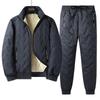 Completo invernale da uomo in cotone: Spesso Caldo Cappotto e Pantaloni in Montone Set Due Pezzi