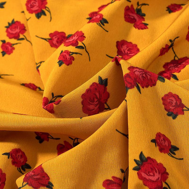 Kaslead New Women Clothes Western Style Fashion Simple Floral V-neck Waist Hugging Short Shirts