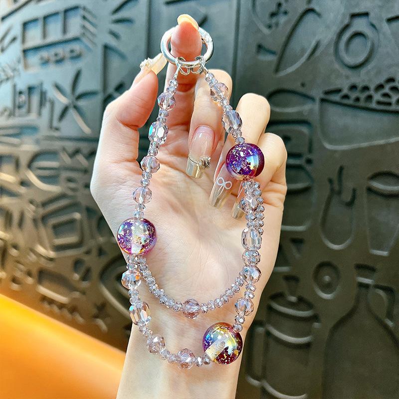 Flash Beaded Mobile Phone Chain Crystal Bow Key Bag Lanyard Pearl Mobile Phone Lanyard Small Gift
