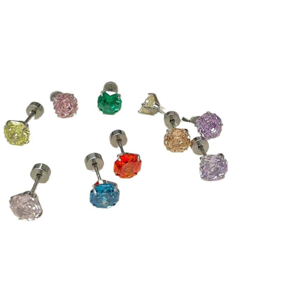 6mm Millennium Rose Cut Zircon Flat Back Earrings - Sweet & Spicy Bling for Cartilage & Conch.