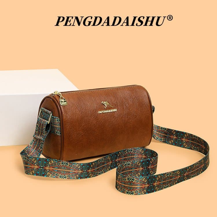 Ethnic style wide webbing retro shoulder messenger women s bag светло-коричневого