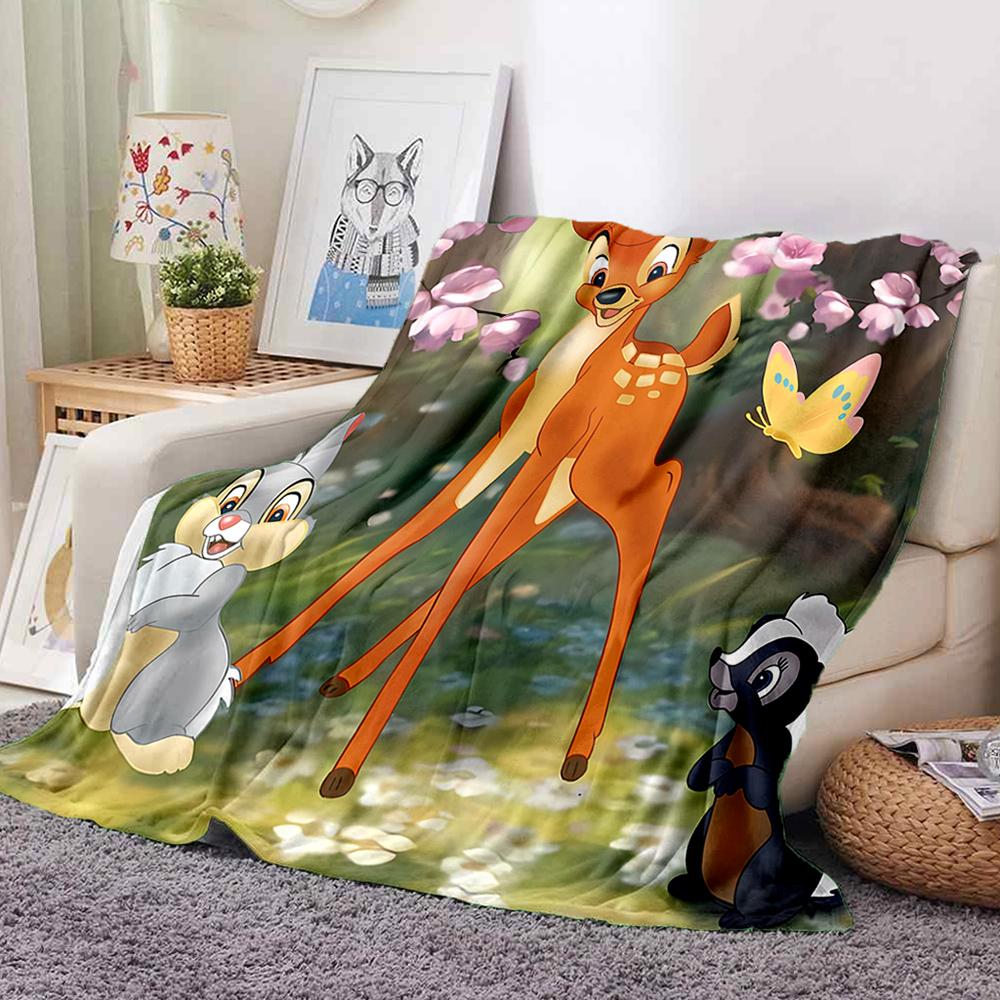 Coperta di Flanella Regina B-Bambi Stampa Cerbiatto - Coperta Morbida e Accogliente per Divano, Poltrona o Letto, Ufficio, Viaggio, Campeggio, Regali per le Feste