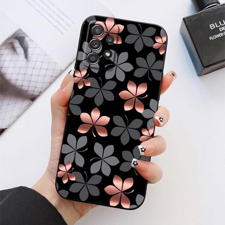 Glitter Hearts Love Leaf Phone Case For Samsung Galaxy S24FE S25 Ultra A02 A03 A04 A05 A06 A12 A13 A16 A26 A35 A36 A56 A55 Cover