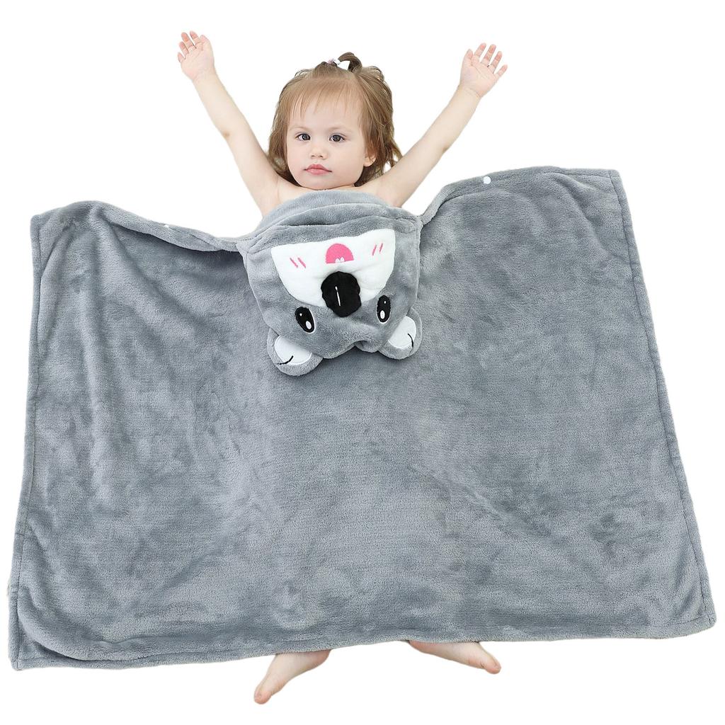 Toddler Baby Boys Girls Cute Cartoon Plush Receiving Blanket Cloak Wrap Bathrobe